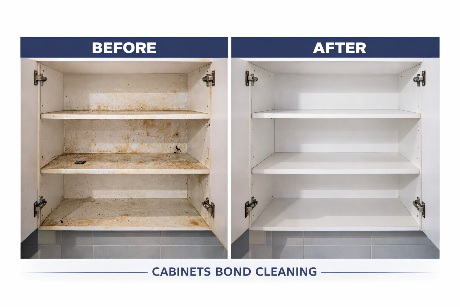 Cabinets Before After Ar Bond and Carpet Cleaning